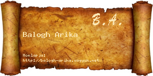 Balogh Arika névjegykártya